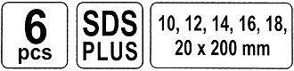Actual product image Yato WOOD GRAINS SDS SET 6 pcs. 10-20mm (10.00 millimetres)