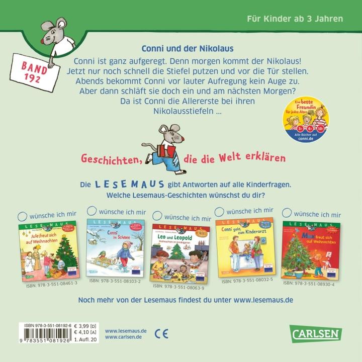 Actual product image LESEMAUS 192: Conni und der Nikolaus (German, Liane Tailor, 2020)