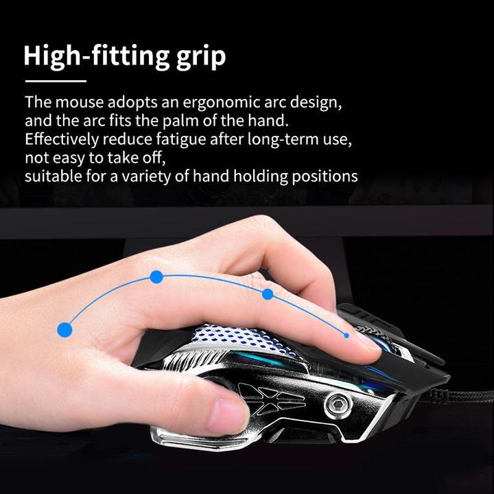 Actual product image Chiropter X39 Pro optical gaming mouse, 8 buttons, braided 1.5 m cable 1000-3200 dpi LED light black