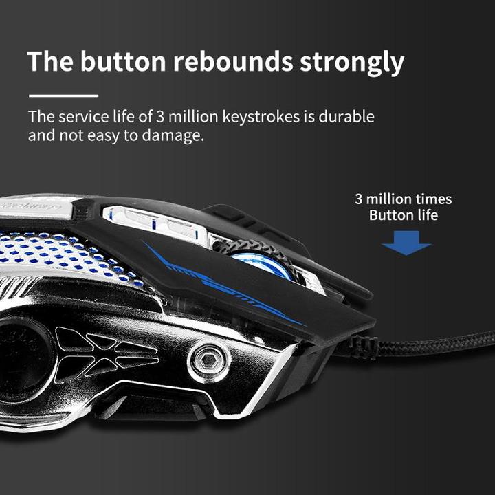 Actual product image Chiropter X39 Pro optical gaming mouse, 8 buttons, braided 1.5 m cable 1000-3200 dpi LED light black