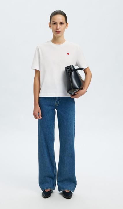 Actual product image Selected Femme Besticktes T-Shirt mit Rundhalsausschnitt (L)