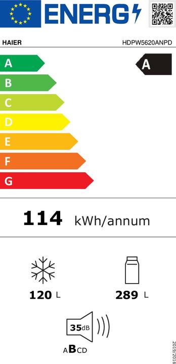 Label énergétique Haier HDPW5620ANPD (409 l)