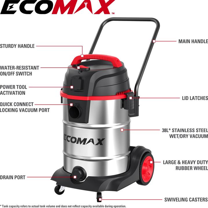 Actual product image Ecomax Industrie Nass-Trockensauger, AT19502E-10B (Wet dry vacuum cleaner)