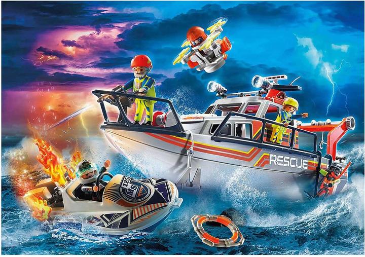 Actual product image Playmobil Distress at sea: firefighting operation with rescue cruiser (70140, Playmobil City Life)
