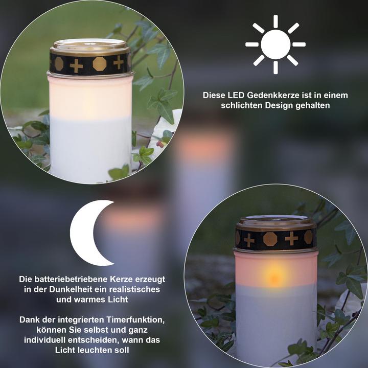 Immagine prodotto Star Trading Luce tombale a LED con timer | Candele gravi LED con batteria | Set di 2 candele LED pe (2 x)
