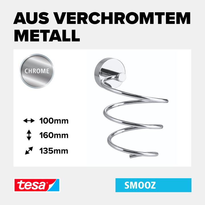 Actual product image tesa SMOOZ hairdryer holder incl. adhesive solution without drilling