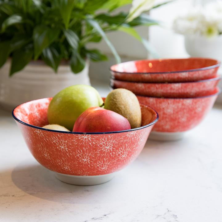 Produktbild Kitchen Craft KitchenCraft Glazed Stoneware Bowl, Red Floral, 15.5x7.5cm, Labelled (15.50 cm, 1.92 l, 1 x)