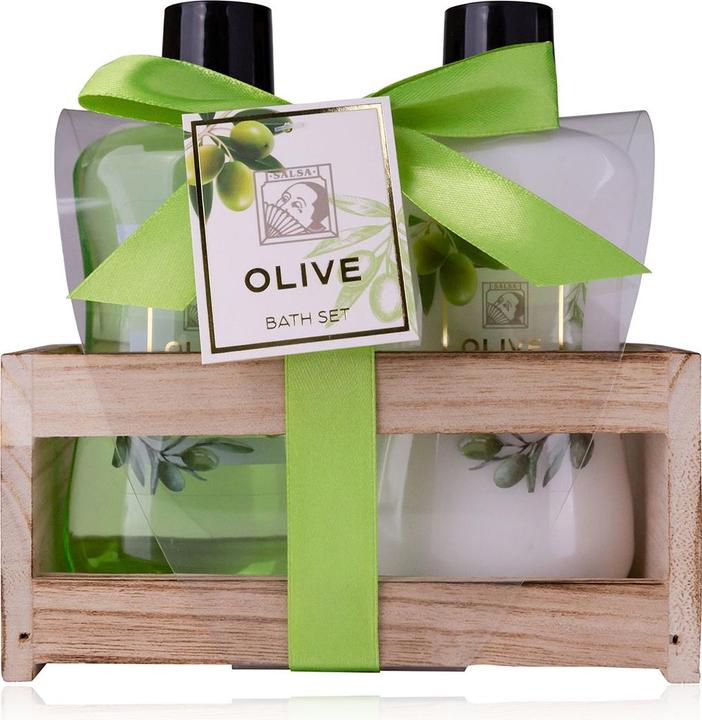 Produktbild Accentra OLIVE Badeset in Holzbox, inkl. 190ml Duschgel, 190ml Körperlotion, Duft: Olive, Farbe: (Körperpflegeset, Haarpflege set)