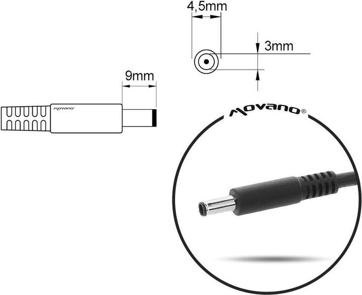 Produktbild Mitsu notebook charger 19.5v 2.31a 4.5x3.0 pin - dell (45 W)