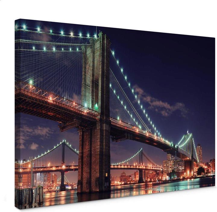 Produktbild Trenddeko Manhattan Bridge at Night 2 (45 x 30 cm)