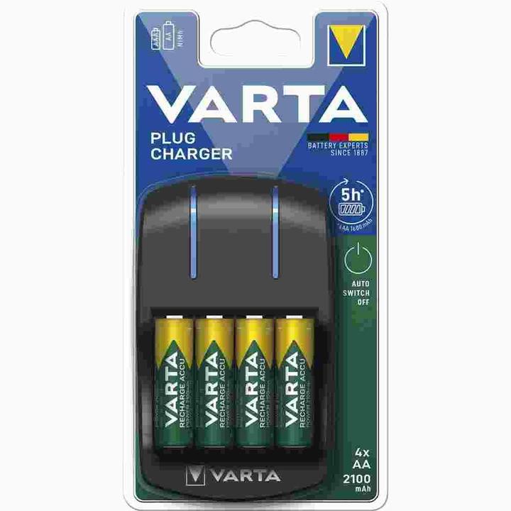 Immagine prodotto Varta caricabatterie a spina (4 pz., AA, 2100 mAh, Batteria + Caricabatterie)