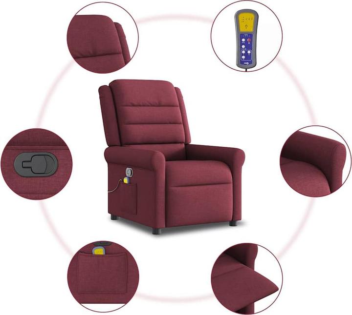 Immagine prodotto VidaXL Poltrona massaggiante Tessuto rosso vino Poltrona massaggiante TV