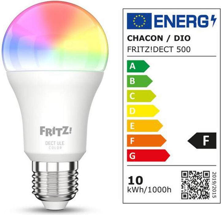 Energy Label AVM FRITZ!DECT 500 (E27, 9 W, 806 lm, 1 x, F)