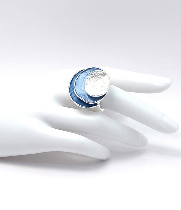 Image du produit Signé Signè Ring Bague femme élastique argenté rhodié One Size Tons bleus No.21 (18, 19, 20, 21)
