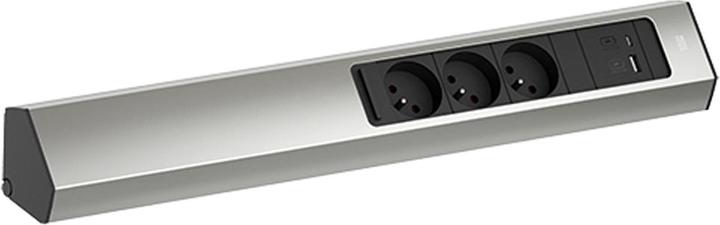 Produktbild Bachmann CASIA 2 3x FR Steckdose UTE 1x USB-Charger A/C (932.007) Edelstahl-Optik, lang (3 x, CEE 7/5, CEE 7/3, 2 m)