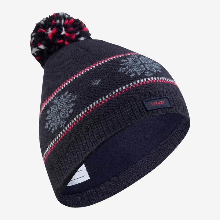 Wedze Skimütze Kinder Schneeflocken - Jacquard blau