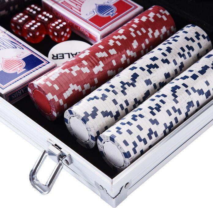 Produktbild Swisshandel24 Pokerkoffer Pokerset 300 Pokerchips 2xKartenspiel 5xWürfel 1xAlukoffer Poker Set Jetons Koffer Alu+