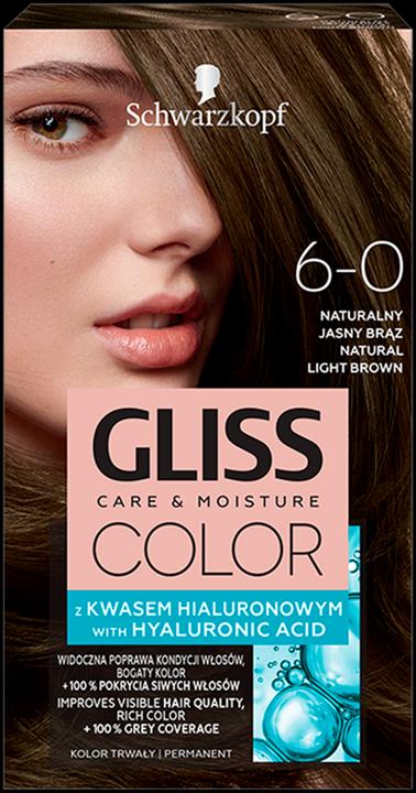 Schwarzkopf Gliss Color Hair Dye 6-0 Natural Light Brown (6-0 Natural Light Brown)