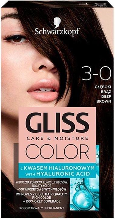 Actual product image Schwarzkopf Gliss Color Hair Dye 3-0 Deep Brown (3-0 Deep Brown)