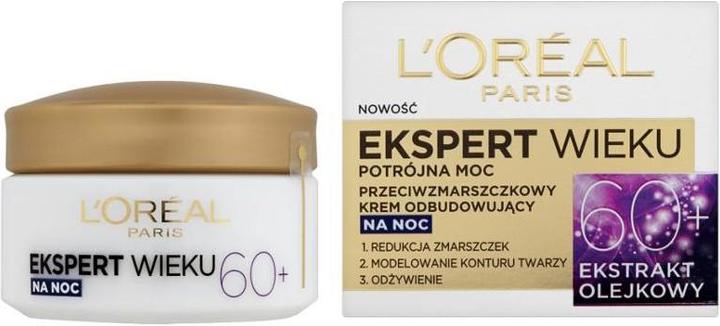 Image du produit L'Oréal Paris L'Oréal Age Specialist Expert Age 60+ crème de nuit anti-rides rebuilding 50ml (50 ml, Crème de nuit)