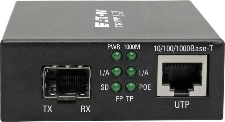 Produktbild Eaton TRIPPLITE Gigabit SFP Fiber to Ethernet Media Converter POE+ International Power Cables 10/100