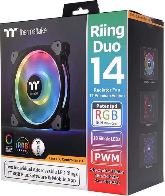 Actual product image Thermaltake Riing Duo 14 RGB LED Fan - 140mm Set of 3 (140 mm, 3 x)