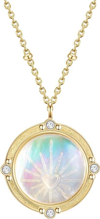 Immagine prodotto Glanzstücke München Catena da donna in argento sterling con zirconi madreperlati in oro giallo 43,0 cm di base + 5,0 cm (Argento, 43 - 48 cm)