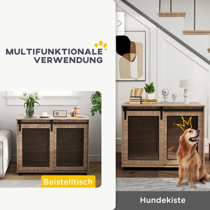 Actual product image PawHut Hundekäfig Spanplatte, Stahl Nussbaum