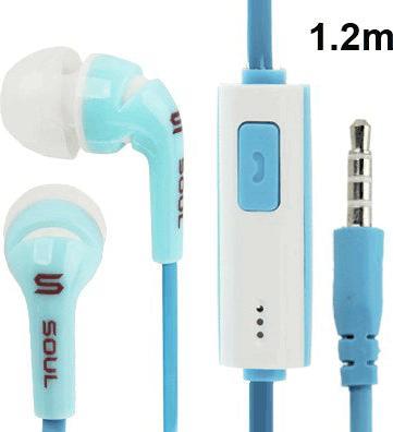 Produktbild Hermex FLACH Kabel Stereo Bass in Ear Kopfhörer Microfon + vergoldete AUX-Stecker + ON OFF - Blau (Kabelgebunden)