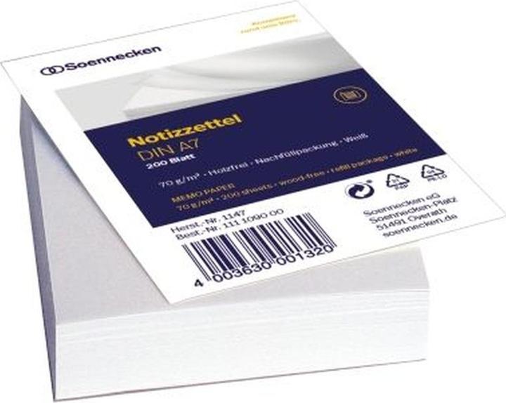 Actual product image Soennecken Note box insert Paper size: DIN A7 Grammage: 70 g/m² (70 g/m², A7)