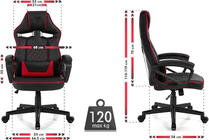 Produktbild Sense Gaming chair Sense7 Knight Gaming Chair, Black-red