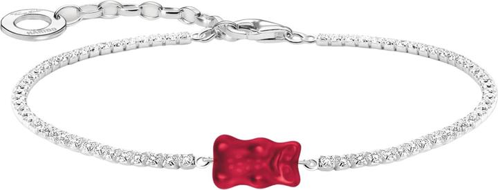 Thomas Sabo Tennisarmband mit rotem Goldbären Silber (19 cm, Silber 925)
