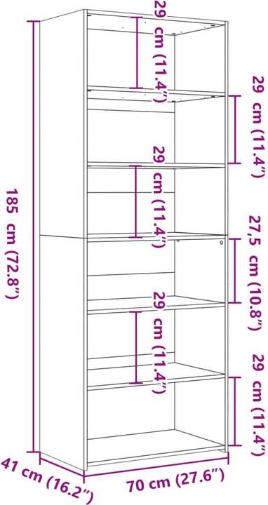 Actual product image VidaXL Highboard (70 x 41 x 185 cm)