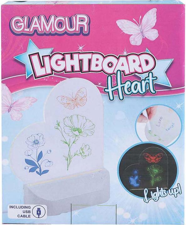 Produktbild Glamour Light Board Herz mit USB-Anschluss und 7 Markern, 16cm