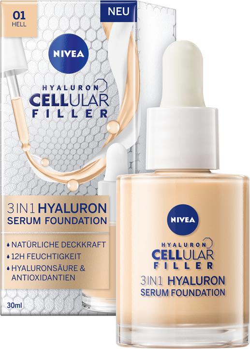 Produktbild NIVEA Hyaluron Cellular Filler 3in1 Serum Foundation hell (30ml) (01 Hell)