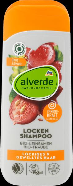 Produktbild dm alverde Shampoo Locken Bio-Leinsamen, Bio-Traube (200 ml, Flüssiges Shampoo)
