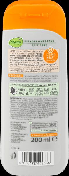 Produktbild dm alverde Shampoo Locken Bio-Leinsamen, Bio-Traube (200 ml, Flüssiges Shampoo)
