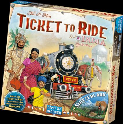 Actual product image Asmodée Ticket To Ride India and Swizerland (French, German, English)