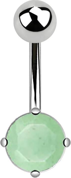 Star Piercing Banane silber mit rundem Jade Stein (Mineralisch, ohne Messing, Chirurgenstahl 316L)