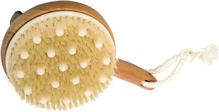 Bath brush with massage nubs short handle