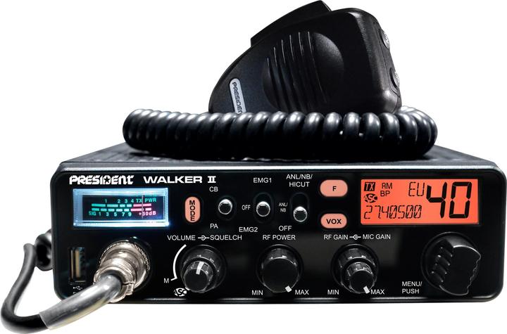 Produktbild PNI Paket CB-Funkgerät President WALKER II ASC + CB-Antenne ML70, Länge 70 cm, 26-30 MHz, 200 W