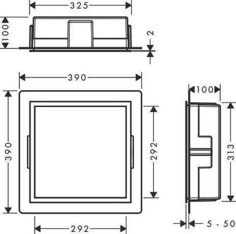 Produktbild hansgrohe HG Wandnische XtraStoris Individual ma-sw 300x300x100mm Designrahmen pol. go