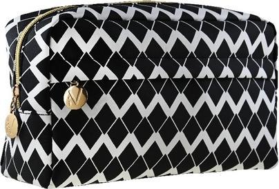 Inter Vion Inter-Vionack & White Rectangular Cosmetic Bag With Front Pocket Large