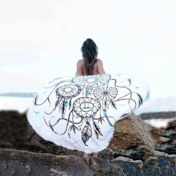 Actual product image Cover-Discount Dreamcatcher Round Beach Towel (150 cm)