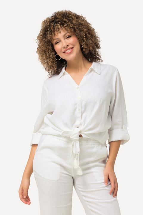 Produktbild Ulla Popken Bluse, Leinen, offener Kragen, Langarm (62)