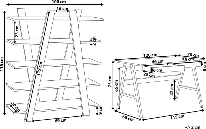 Produktbild Beliani Büromöbel-Set weiss / heller Holzfabton ESCALANTE/SHESLAY (100 x 33 x 116 cm)