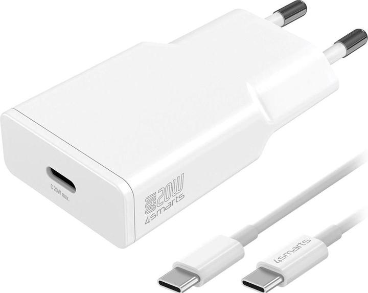 4smarts Caricabatterie PDPlug Slim 20W GaN 1C e cavo USB-C 1,5m bianco (20 W)