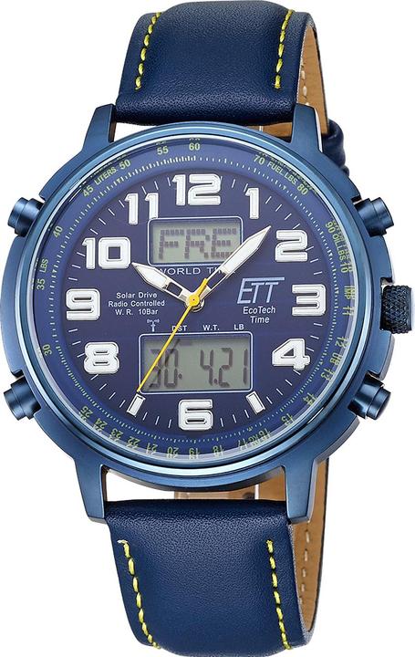 Actual product image ETT EGS-11450-32L Solar Drive Radio Control Hunter II Mens Watch 48mm 10ATM (Radio-controlled clock, 48 mm)