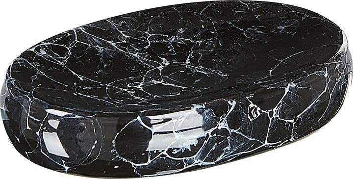 Actual product image Beliani Bathroom set 6-piece ceramic black terrazzo look PALMILLA