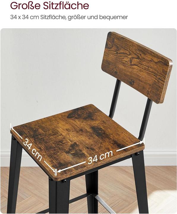 Actual product image Vasagle 2 bar stools LBC078B01 brown